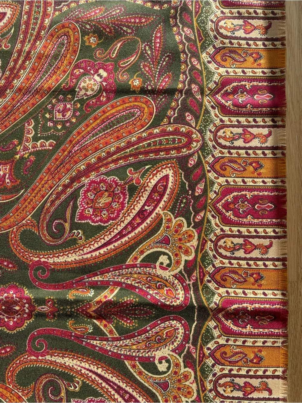Paisley Scarf in Green, Burgundy, Tan and Gold
